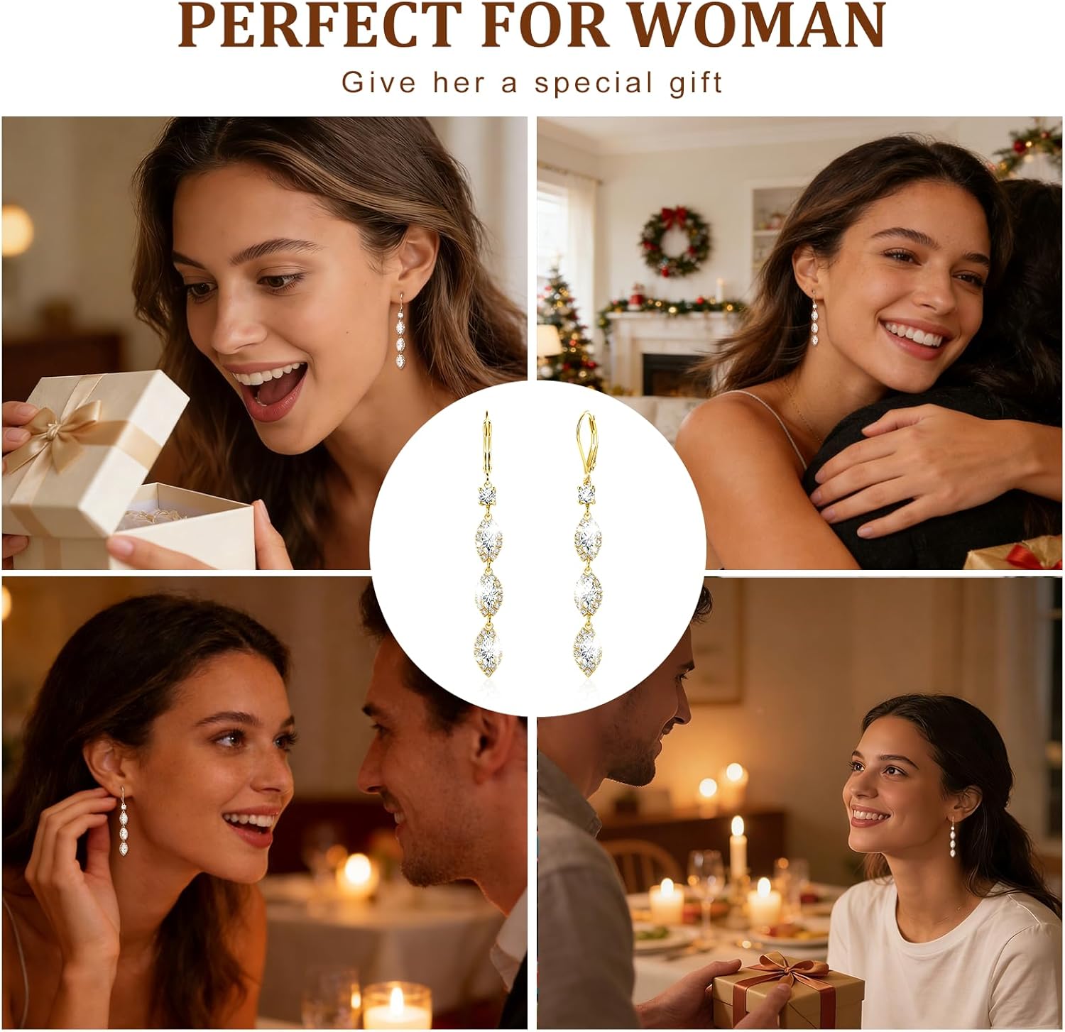 Sonateomber Gold Silver Teardrop Dangle Earrings for Women, Dainty Lightweight Drop Cubic Zirconia Earring Wedding Bridal Engagement Prom Fashion Jewelry Gift - Image 6