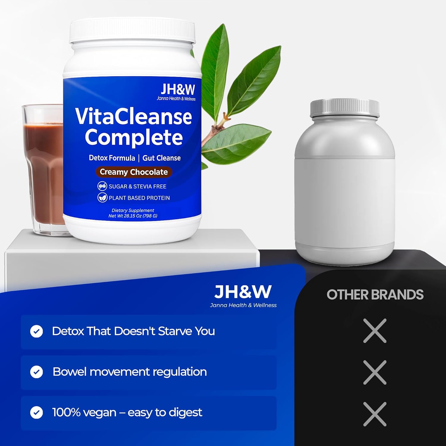 Premium Gut Cleanse with Turmeric & Pomegranate | GI Detox, Immune & Liver Support | High Protein, Multivitamin Blend | Full Body Detox Powder | Gluten-Free, Sugar-Free, Chocolate Flavor