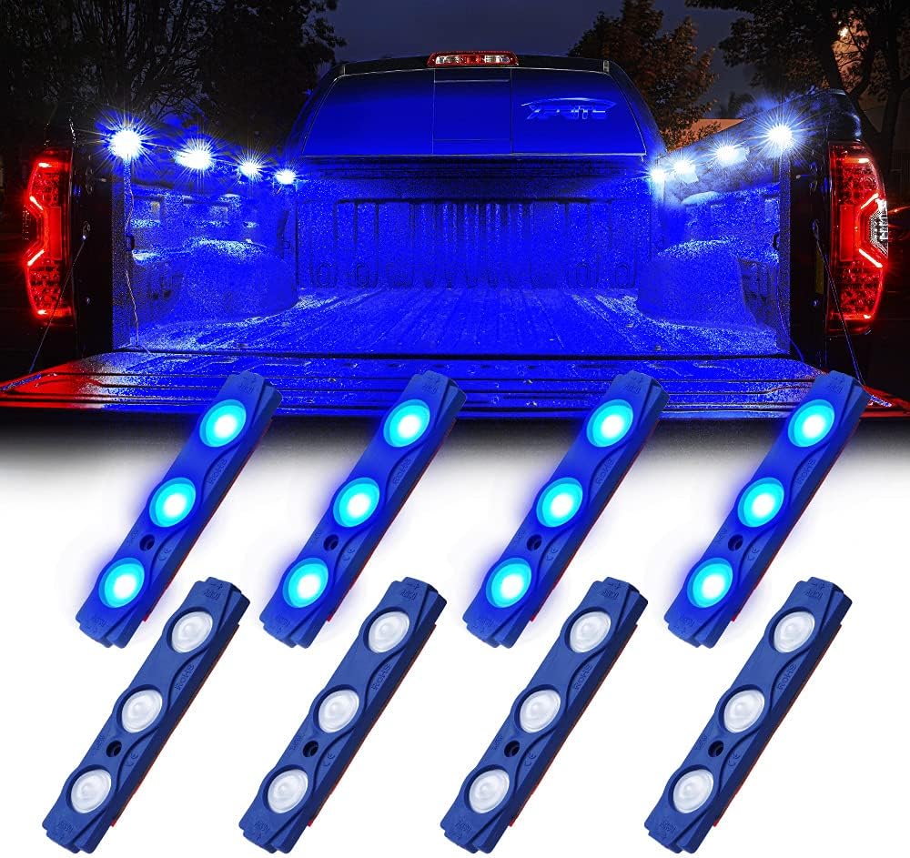 Xprite Blue LED Truck Bed Light Kits Rock Lights with On