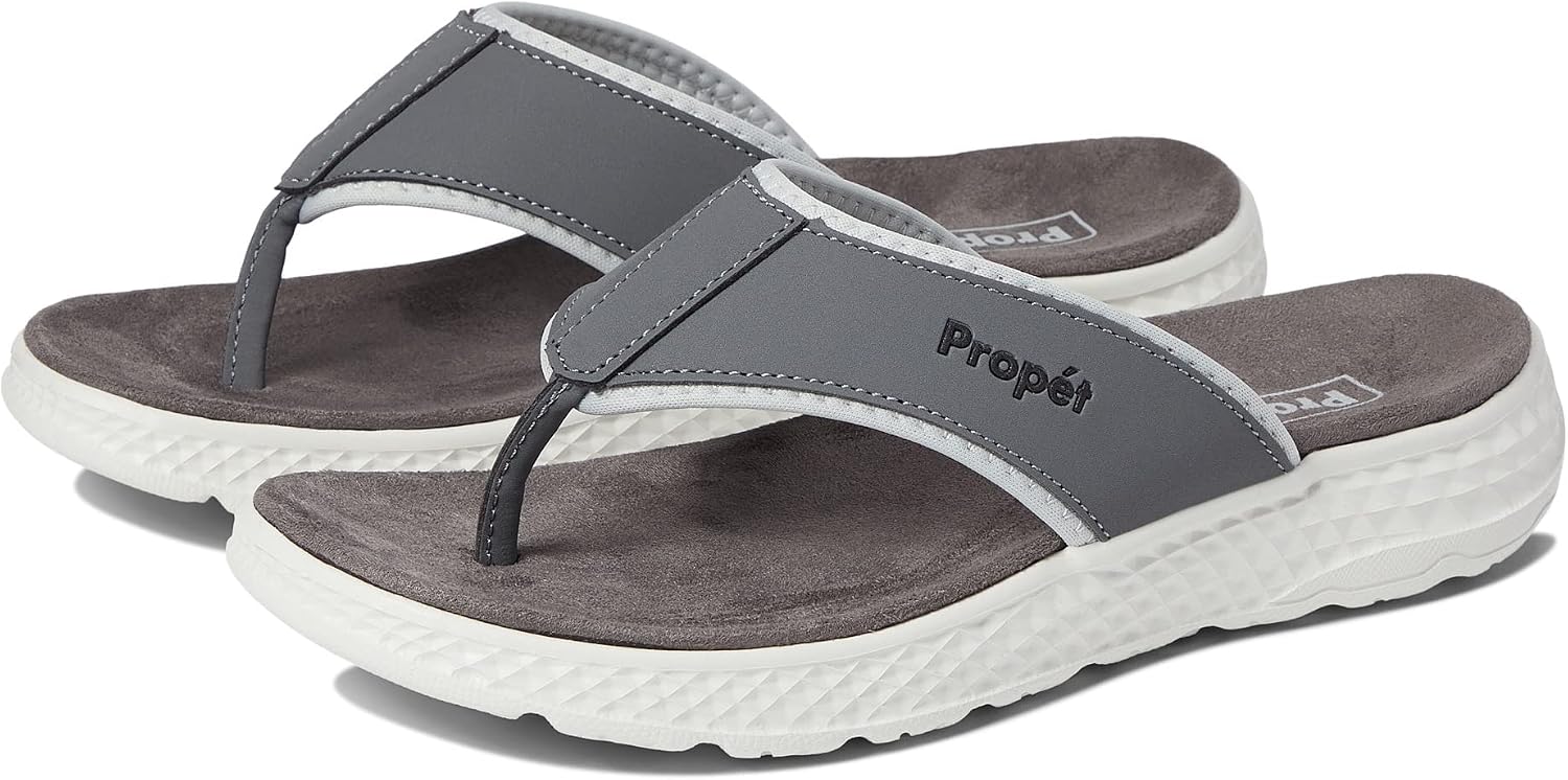 Propét mens Travelactiv Ft Flip Flop, Grey, 7.5 XX-Wide US