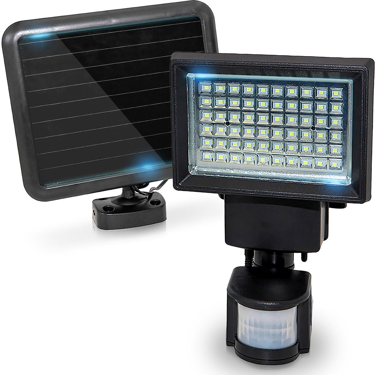 2er-Set Leistungsstarker LED Solar-Strahler mit Bewegungsmelder - Mehr Sicherheit für Ihr Zuhause - Helle 600 Lumen Aussenleuchte für Garten & Hof