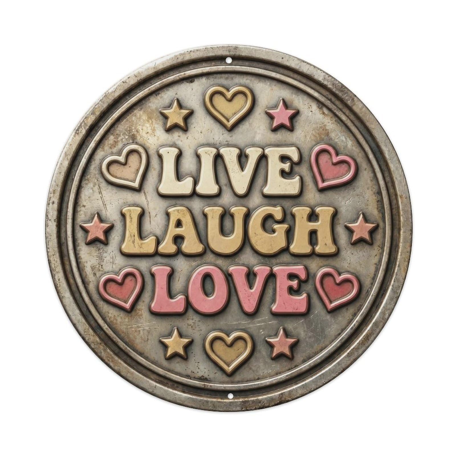 Live Laugh Love Classic Hanging Accessory Retro Slogans Vintage Metal Tin Sign Plaque Wall Decor for Cafe, Club Bar, Office, Garden Metal Poster 8x8Inch