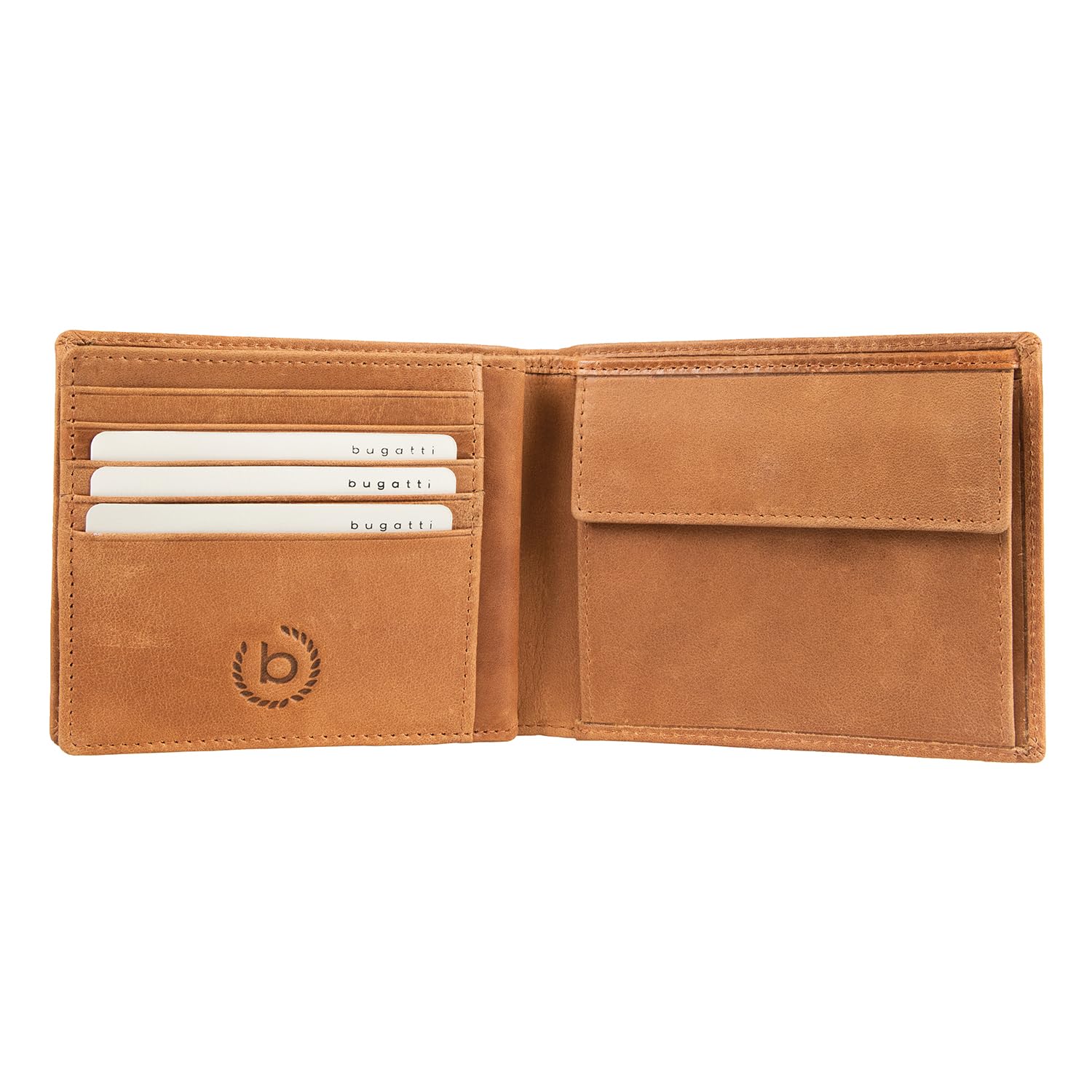 bugatti Volo Portafoglio Uomo Pelle 10 Scomparti, Portamonete - Cognac