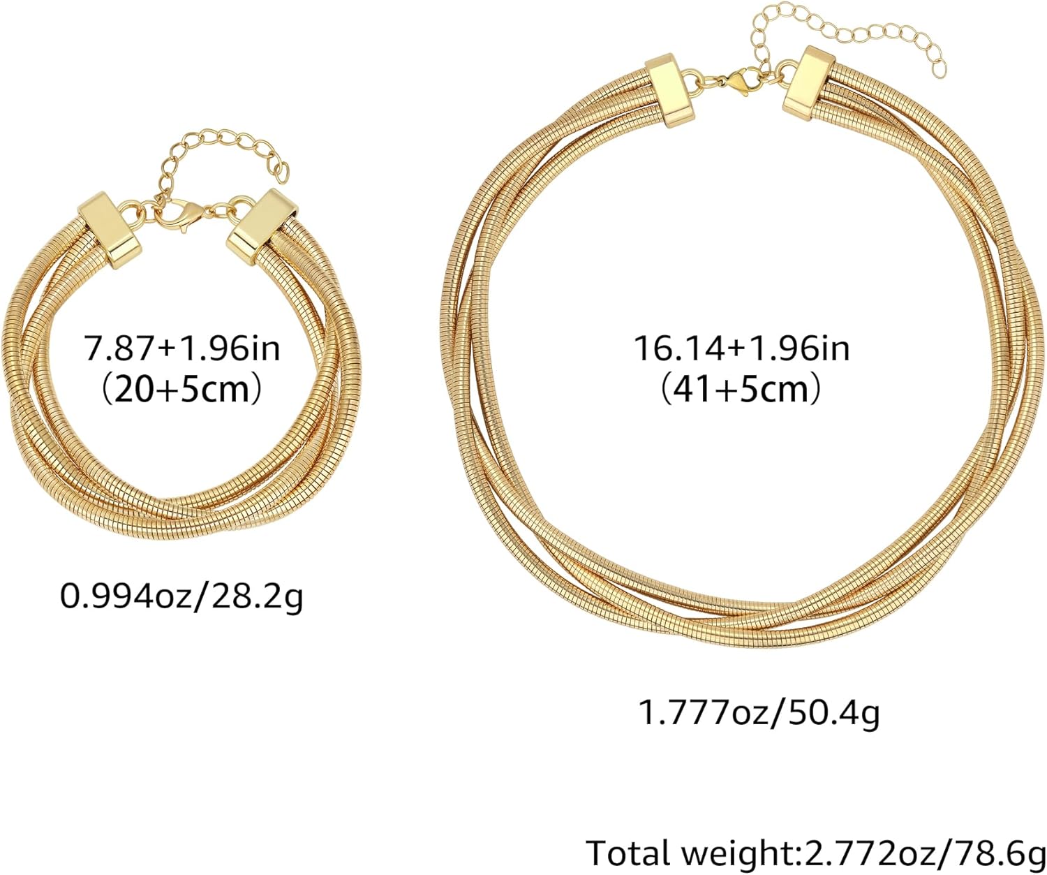 Chunky Gold Necklace Wrap Gold Choker Necklace for Women Gold Statement Necklace Lightweight Non-Tarnish Silver/Gold Collar Necklace Valentines Day Gifts for Her