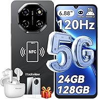 Vista 12 de Blackview Shark 6 teléfonos Android desbloqueados 5G (2025), teléfono celular Android 15 desbloqueado, pantalla de 6.88 pulgadas 120Hz, 24 GB+128