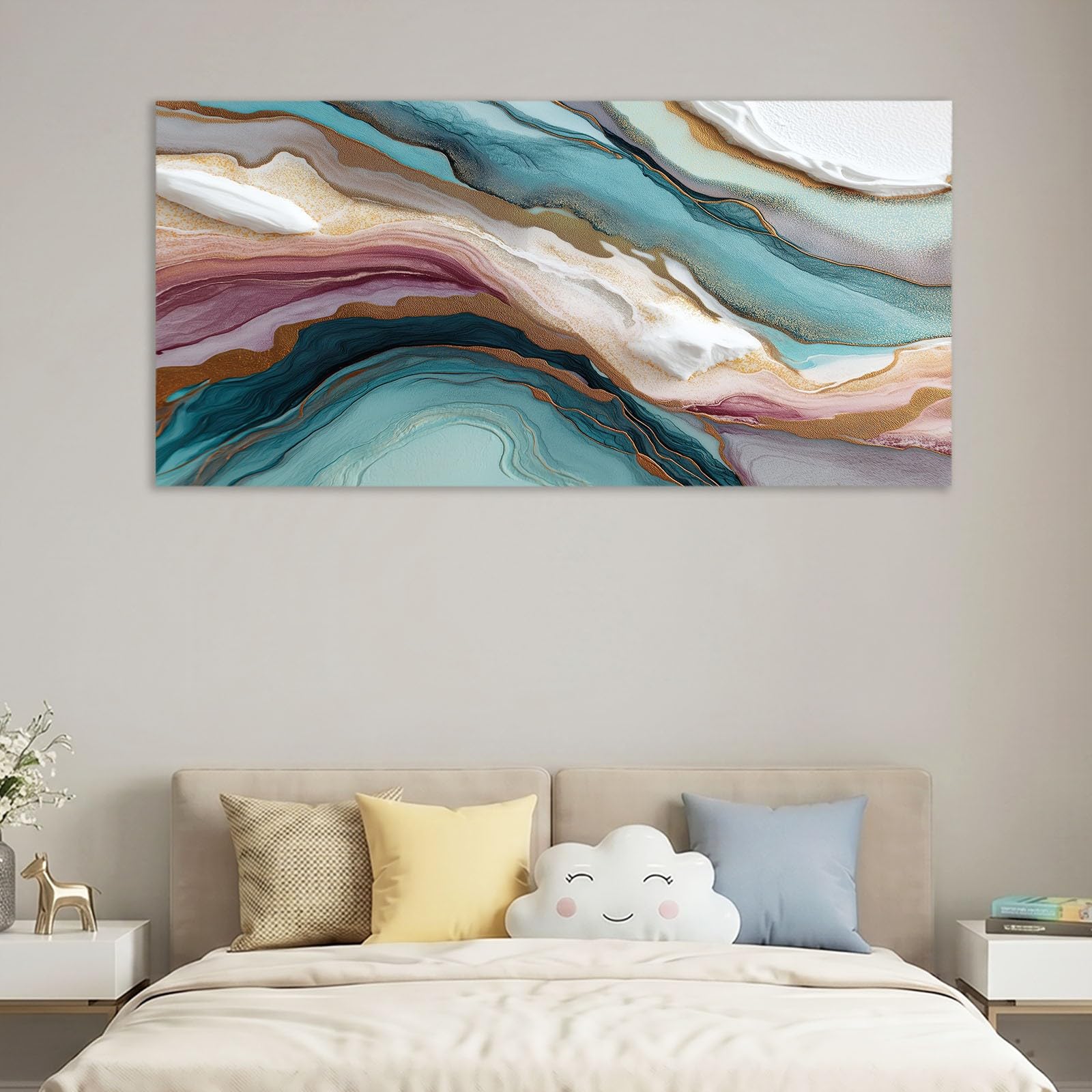 Lienzo enmarcado abstracto moderno para sala de estar, 36 x 24 pulgadas