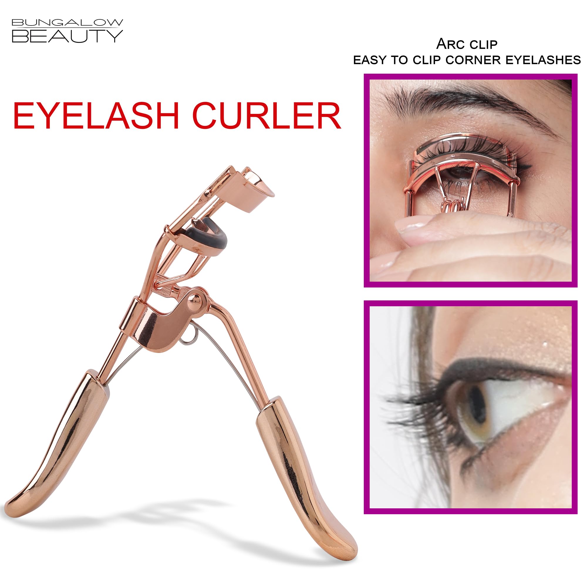 BUNGALOW BEAUTY Professional Quality Eyelash Curler for Women, Easy to Use, Safe and Effective, California Proposition 65 listed - Lead free | Cadmium Free | Phthalates Free 3
