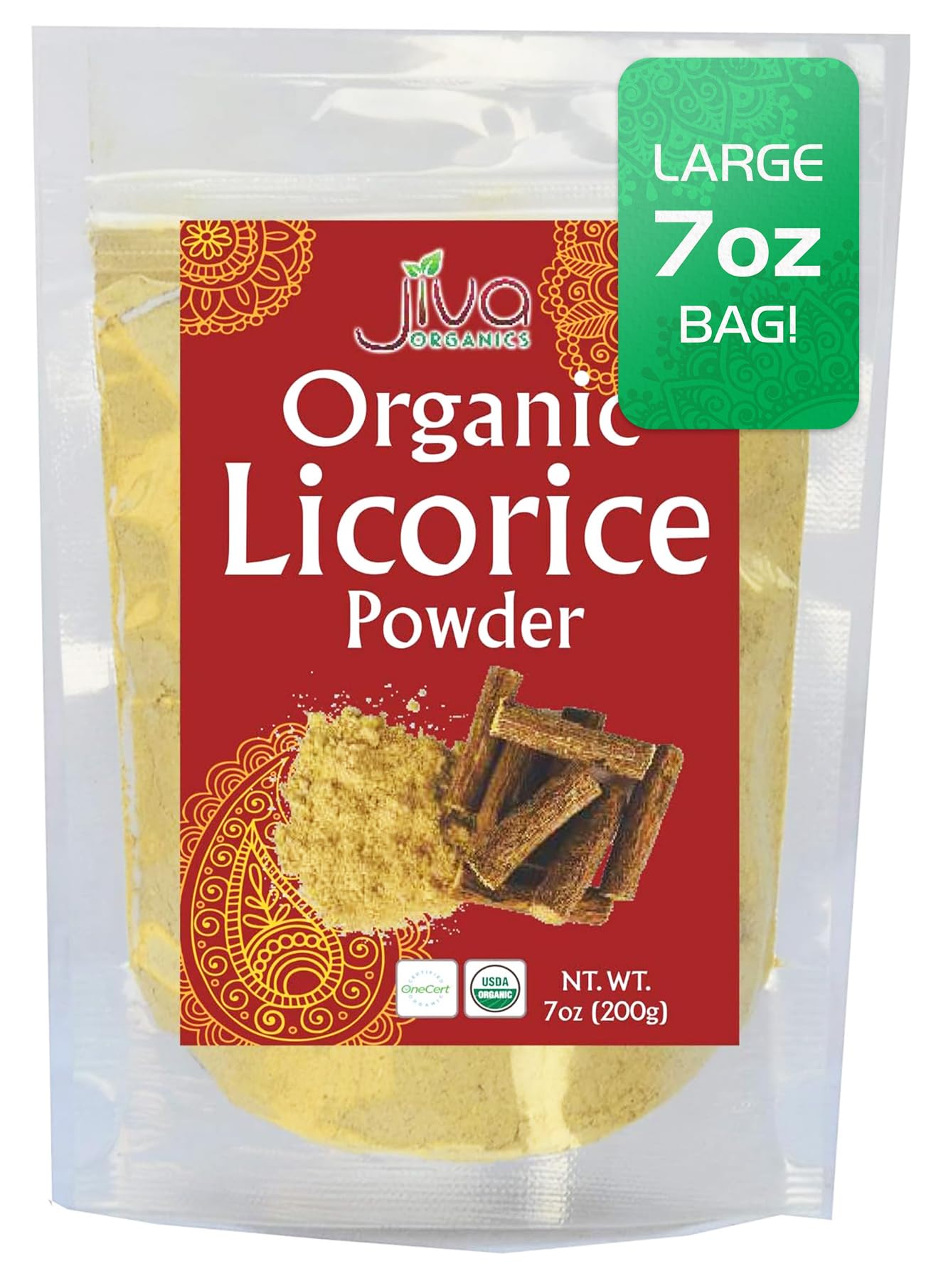 JIVA Organic Licorice Root Powder 7 Ounce - Glycyrrhiza glabra - Mulethi - Yashtimadhu - Non-GMO