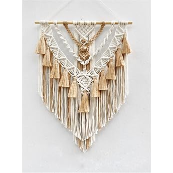 BMIDRUT Woven Macrame Tapestry Cotton Handmade Woven Dream Catcher with Tassel Ornament Bedroom Living Room Living Room 45x75cm