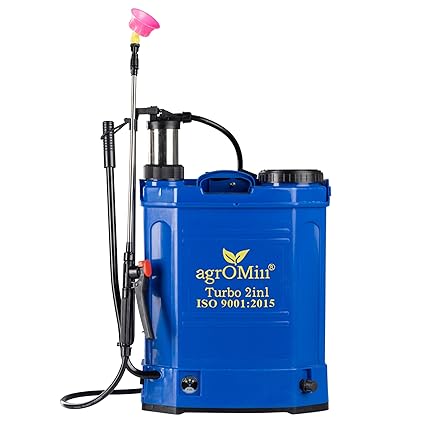 agrO Mill Agromill Turbo 2-In-1 Agriculture Sprayer Pump|Manual&Automatic Spray Machine For Agriculture,Gardening&Sanitizing|Assembly Videos&Guides Included|16 Litres Tank With 12Vx8Ah Battery