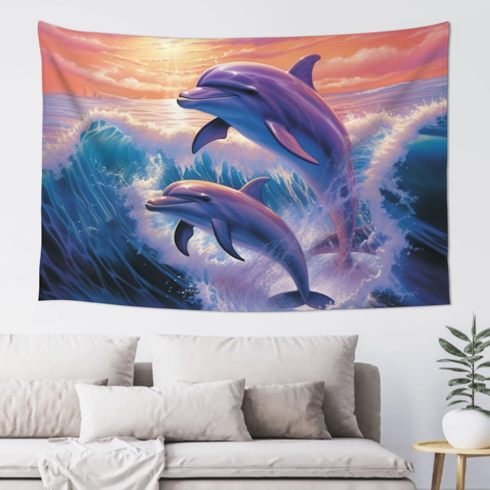 MXDLKSWPOH Tapestry 152x102 cm Art Wall Hanging for Living Room Modern Soft Aesthetic Tapestries Poster Dolphins art Tapestry Home Decoration Large Wall Tapestries for Bedroom Dorm Decor