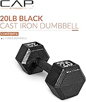Vista 9 de CAP Barbell Mancuerna hexagonal de hierro fundido Múltiples opciones Negro