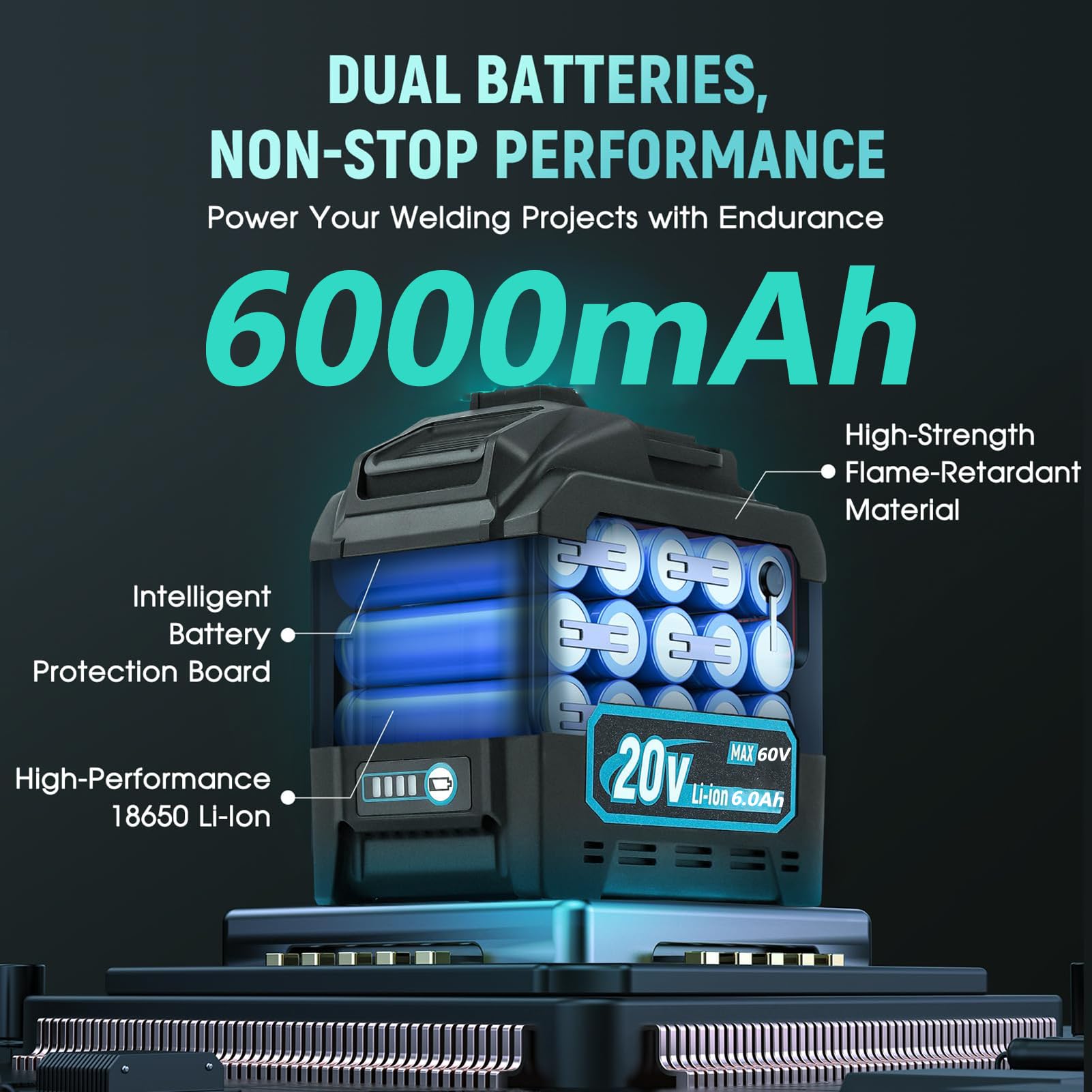 Saldatrice portatile a batteria, saldatrice a batteria, avviamento a caldo, inverter IGBT, elettrodi da 2,5 mm, 5-8 aste, porta di ricarica USB, riparazione fai da te di tubi di scarico per auto