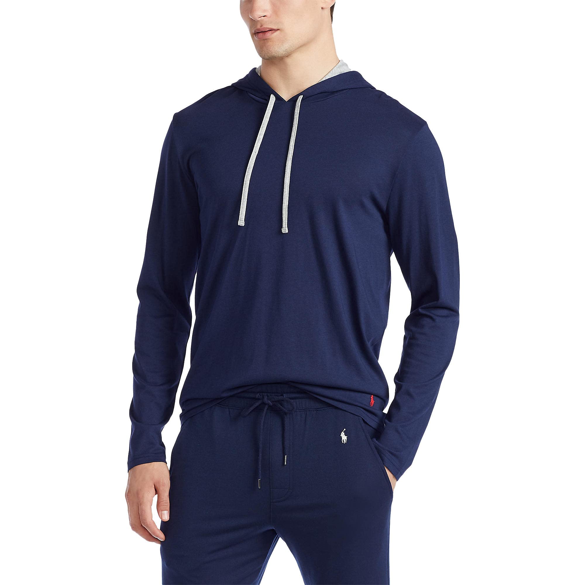 Men's Supreme Comfort Long Sleeve Hoodie, P056RL, Navy/Polo Red, M