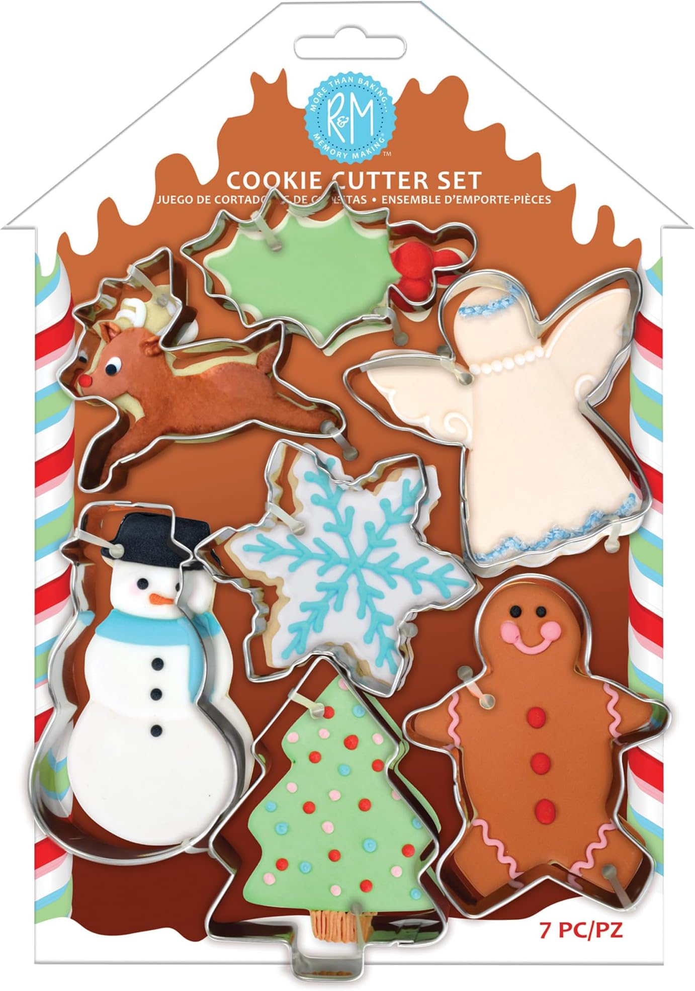 R&M International Anniversary House Christmas Gingerbread House Carded Cookie Cutter Set Tin-Plated, K5173, Steel, Multi-Colour