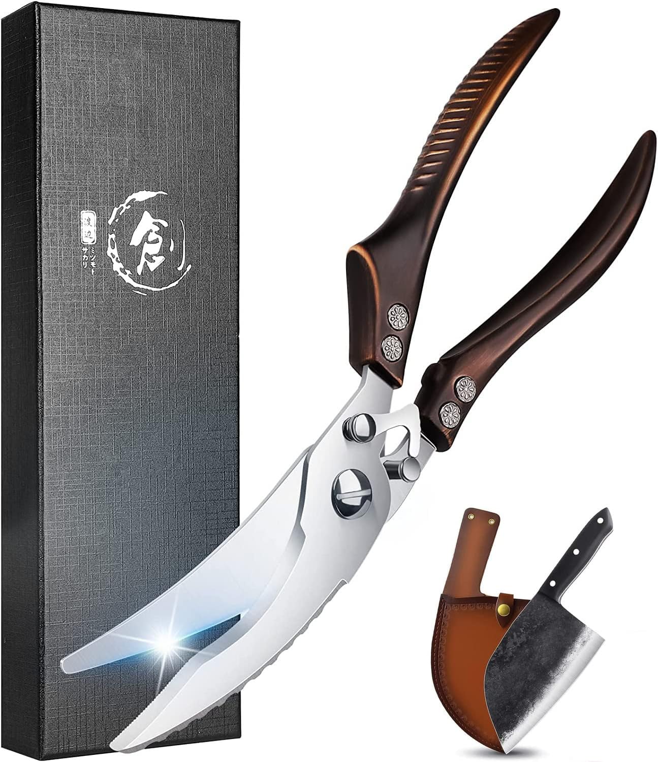 Kitchen Shears, Heavy Duty Spring Loaded Kitchen Scissors with Serrated Edge