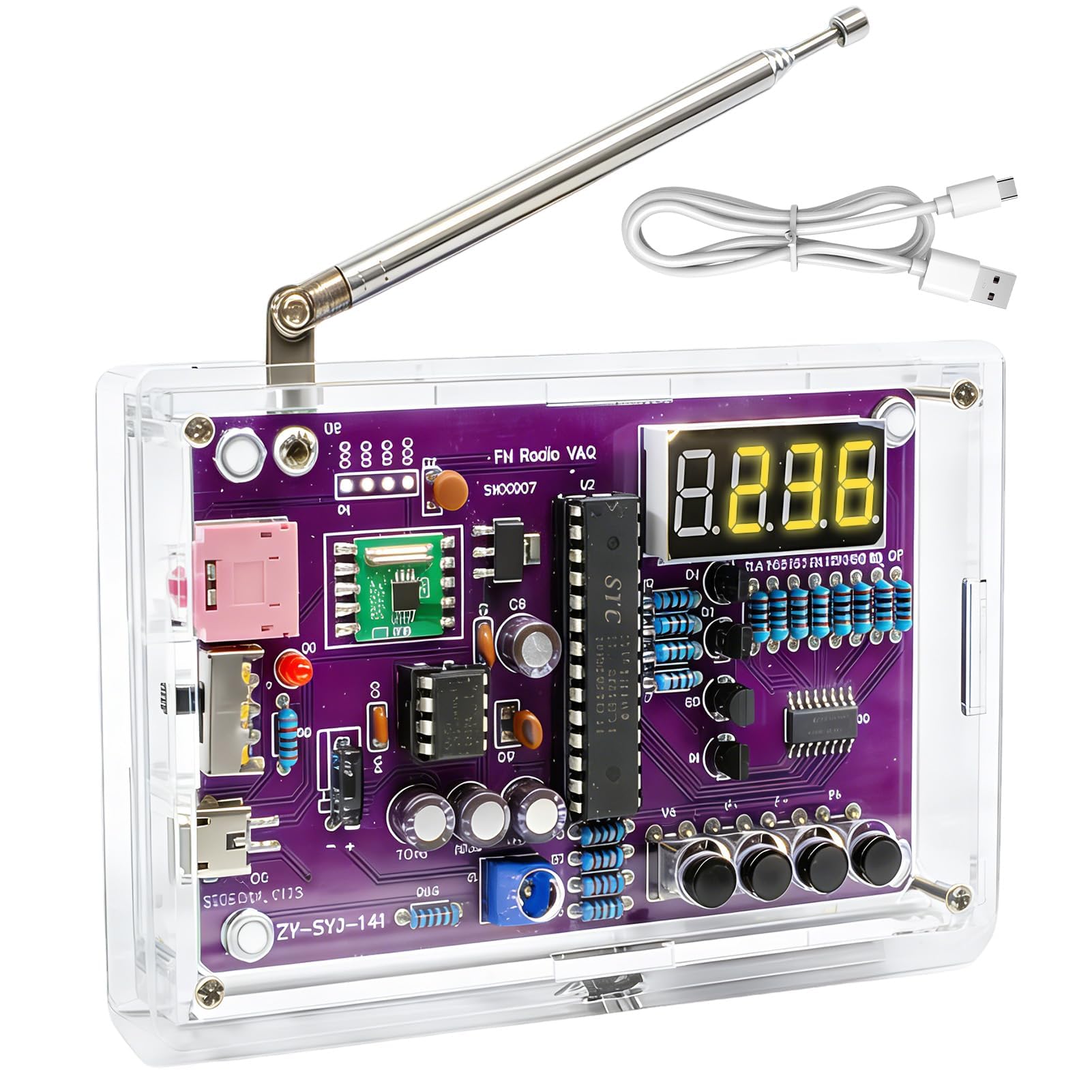 FM Radio Kit, Soldering Practice Kits DIY Electronic School Project FM 87-108MHz with 2 Power Supply Modes USB or Battery EK1989, Soldering Learning and Teaching Kit for Beginners Adults Kids Youth