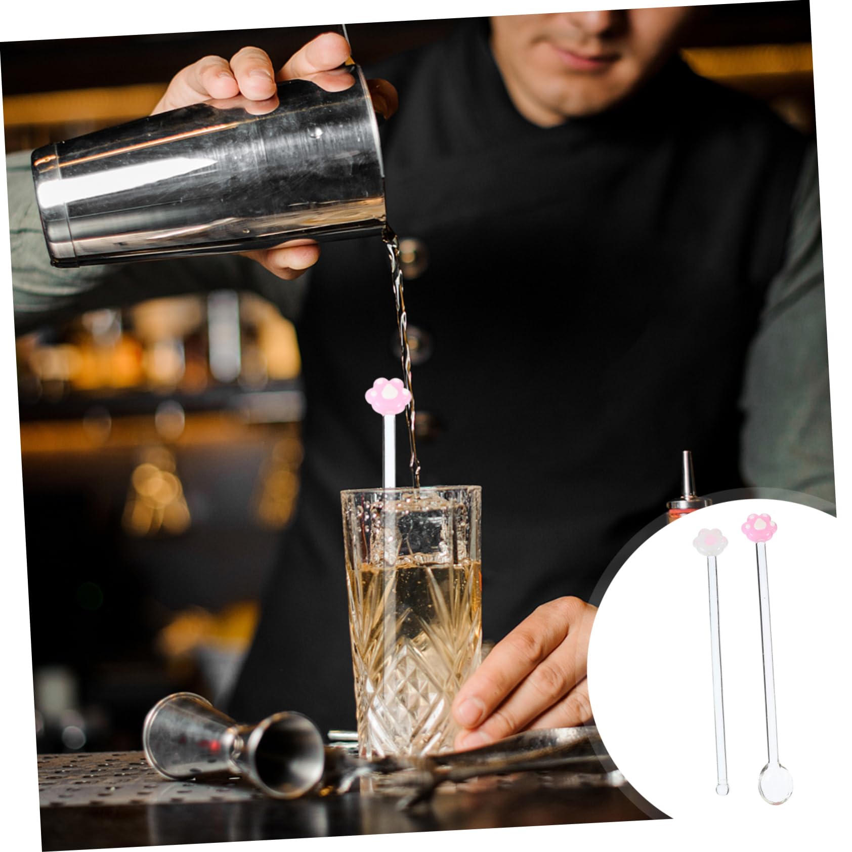 MAGICLULU Glas-Rührstäbchen – 6 Bunte Stück, 14,2 Cm Lang, Für Getränke, Kaffee & Cocktails