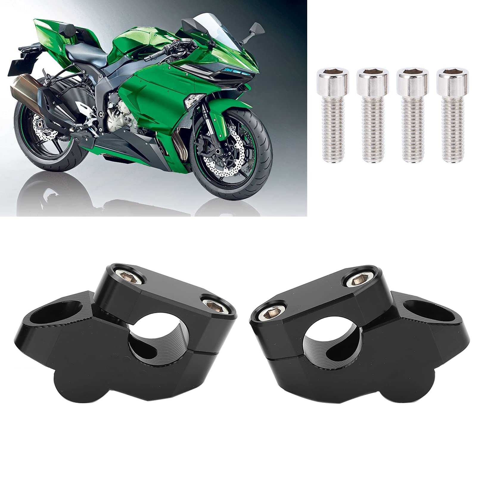 Kierownica Riser Podnoszenie Kierownicy Motocykla 7/8-calowe Piony Kierownicy Motocykl ze Stopu Aluminium CNC Akcesorium do Modyfikacji(czarny)