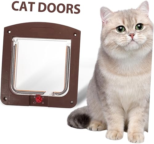 Miniatura 8 de Puerta de gato con bloqueo ajustable para puertas interiores, solapa resistente para mascotas con acceso bidireccional, fácil de instalar y limpiar,