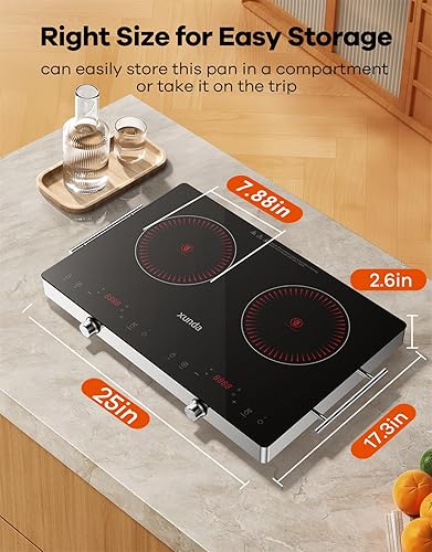 Miniatura 6 de Placa eléctrica de 2 quemadores de 110 V, placas eléctricas con asa de transporte, placa de cerámica para el hogar, VR, temporizador de control