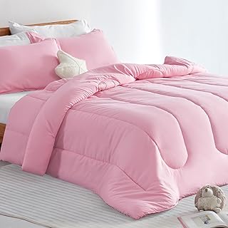 SLEEP ZONE Kids Pink Bedding Twin Comforter Set - Super Soft & Cute Printed 2-Piece Comforter Set All Seasons for Girls, Fade Resistant, Machine Washable, Ballet Pink
