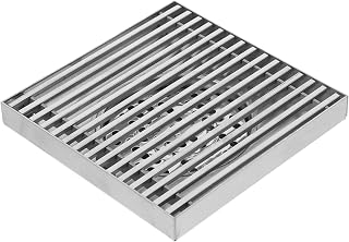Großer Quadratischer Abflussrost aus Edelstahl 15x15cm mit Vollstab für Außenbereich Geruchsverschluss Bodenablauf für Garten Terrasse und Hof Passend für 100/110mm Rohre