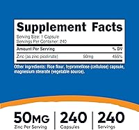 Vista 2 de Nutricost Picolinato de Zinc 50 mg, 240 cápsulas vegetarianas (3 botellas) - Sin gluten y sin OGM