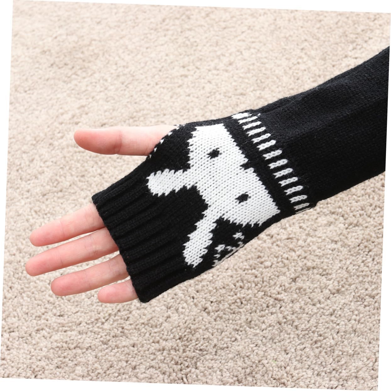 CALLARON Cozy Winter Arm Sleeve Rabbit Design Fingerless Glove Long Arm Warmer for Cold Weather Unisex for Men Women