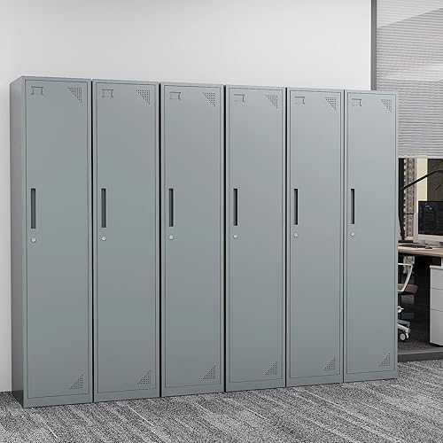 Miniatura 10 de Armario de almacenamiento de metal, armario de almacenamiento de 71 pulgadas de alto para empleados, gabinete de acero con cerradura y llaves para