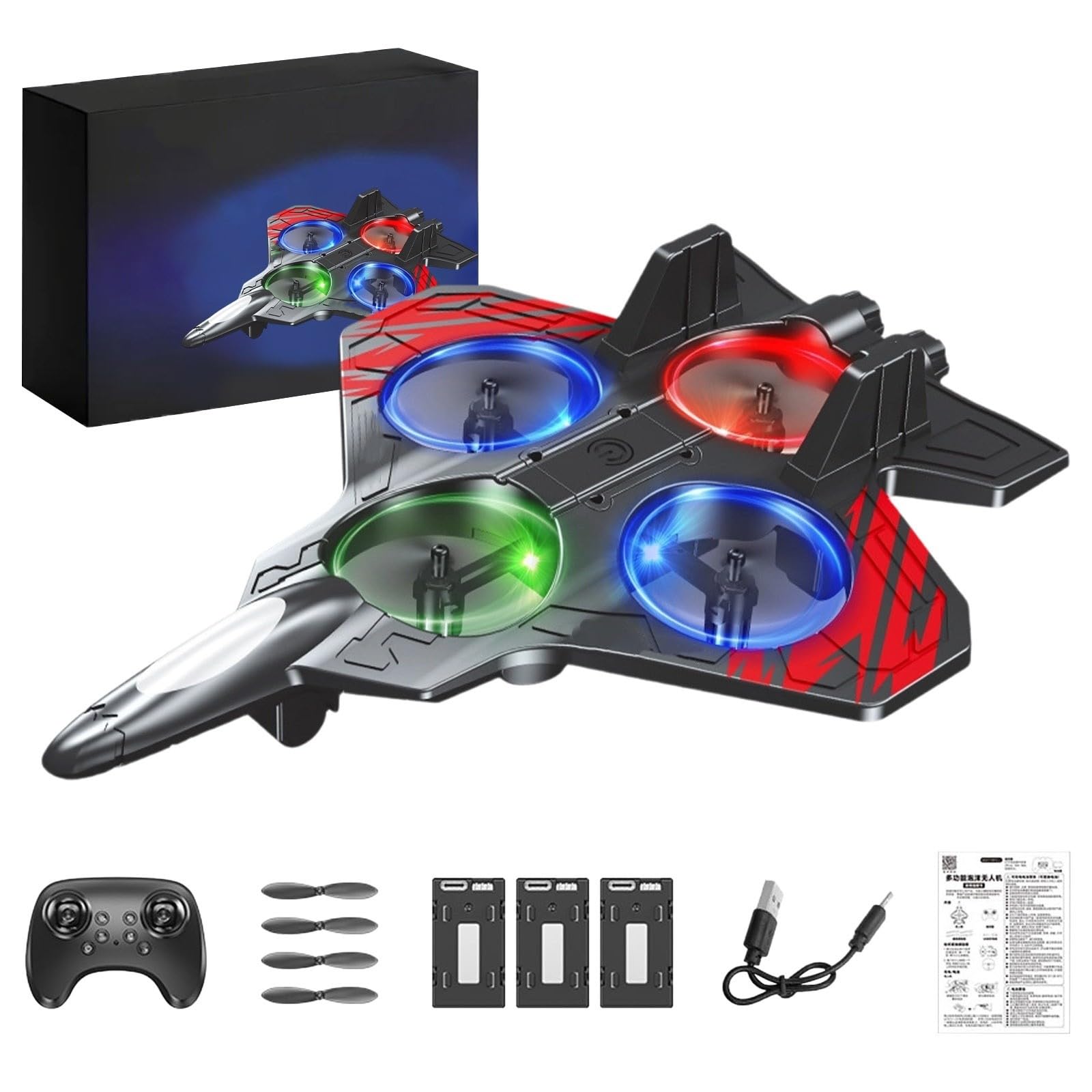 Rc Stunt For Kids And Adults Remote Control With Lights 360° Flip Stunt Rc Plane Easy Aircraft For Boys (F, One Size)