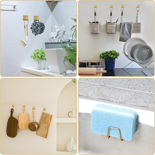 Miniatura 6 de 2 Piezas Soporte Adhesivo para Esponja para Elementos Esenciales del Fregadero de Cocina, Soporte para Jabón de Platos de Acero Inoxidable