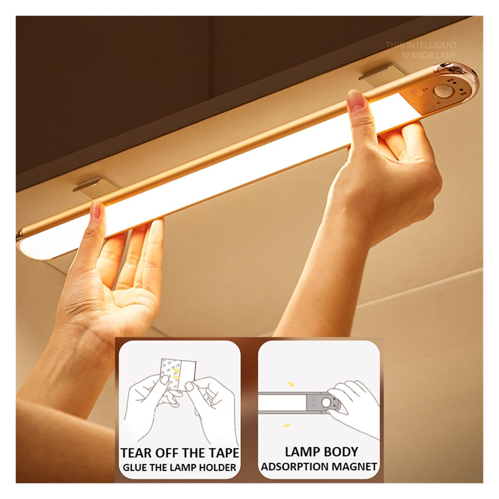 Czujnik Ruchu LED PIR Pod Szafką Lampka Nocna Bezprzewodowa Listwa Przyciemniająca USB Lampa Na Biurko W Sypialni Czytanie Strona Główna Kuchnia Wystrój Szafy Czujnik Ruchu(A style 210mm)