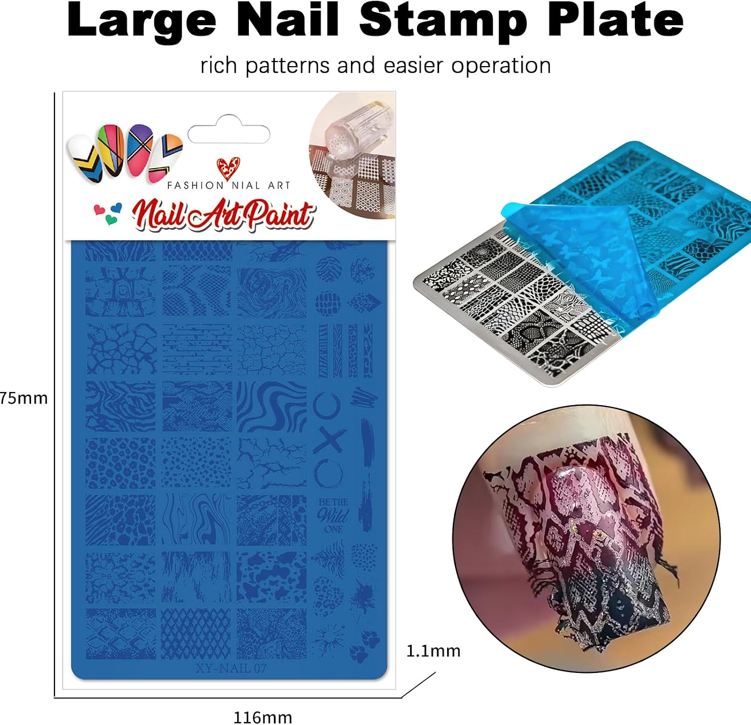 Lace Nail Stamper Kit - 2PCS French Tip Nail Stamping Plates with Stamper & Scraper, Snake Leopard Print Nail Stamps Plate Template Nail Design Tools for DIY Home Salon