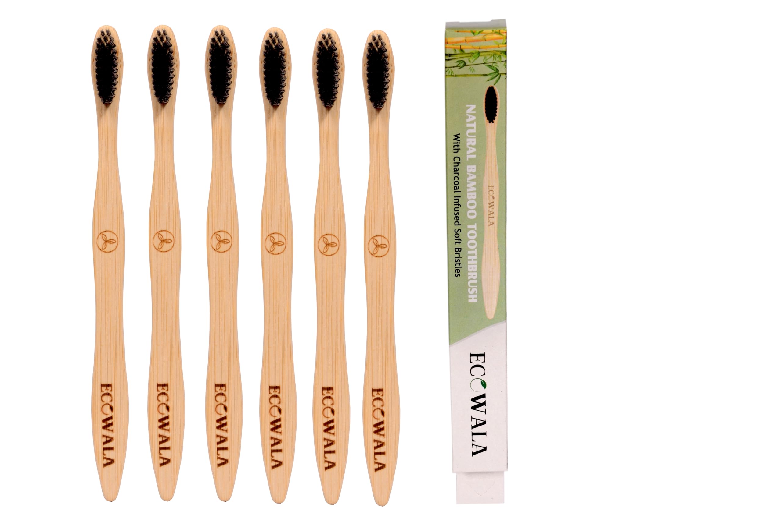 Ecowala Bamboo Toothbrush With Charcoal Activated Soft Bristles - Pack Of 6 | Treated With Neem Oil | For Fungus Protection | Bpa Free, Biodegradable And Compostable Handle | Eco-friendly | (B0DDY9RN9H) Amazon Price History, Amazon Price Tracker