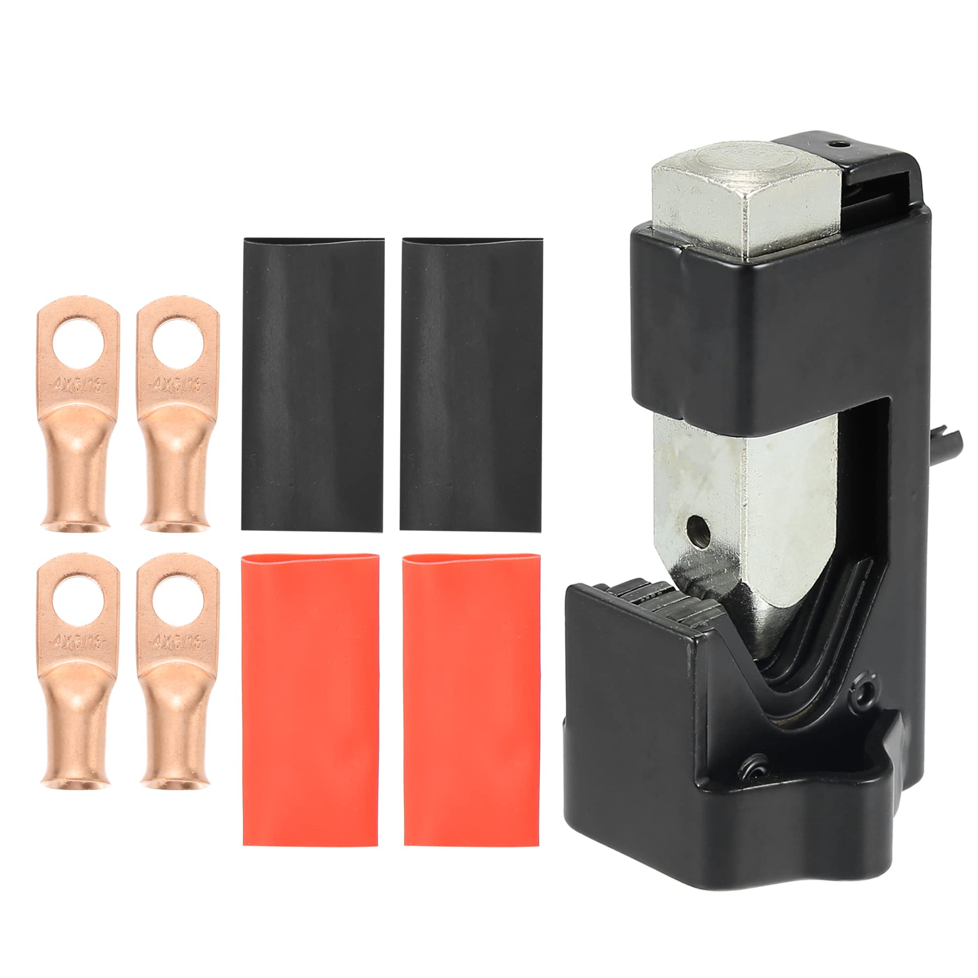 X AUTOHAUX Hammer Lug Crimper Tool Kit with AWG4-5/16" Lug Connectors AWG 8-4/0, Black, Silver Tone, 3.74"x2.64"x2.20"