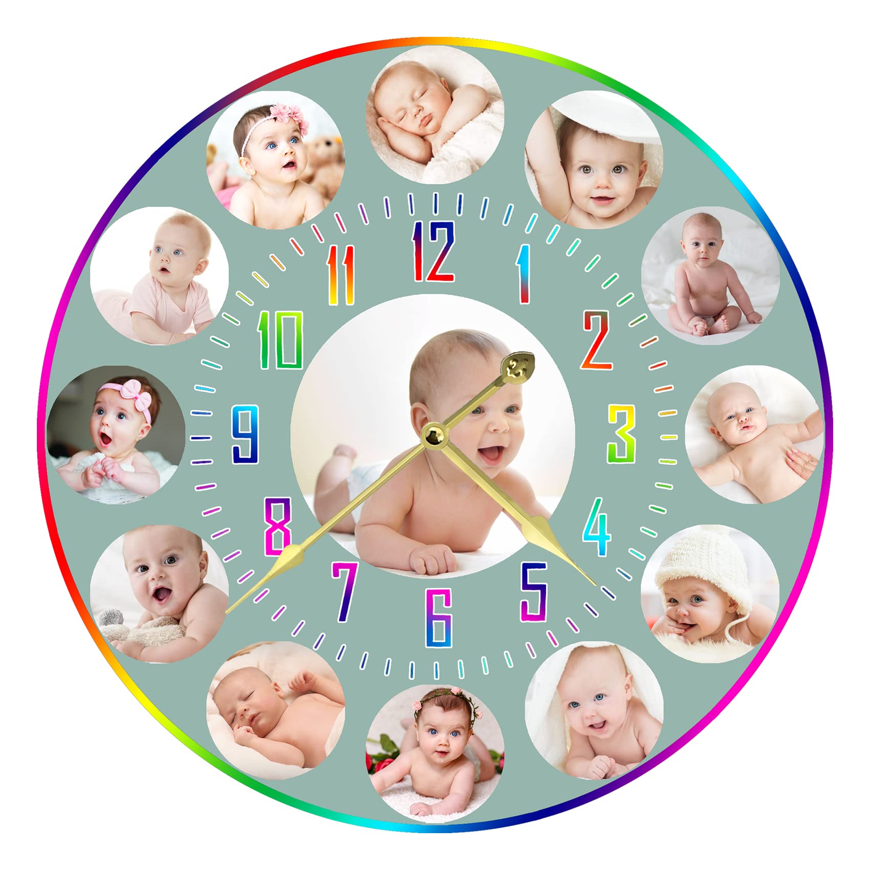 S&H&OU Custom Wall Clock,Photo Wall Clocks for Living Room Decor with Photo,Kids Silent Wall Clock,Personalized Photo Wall Hanging Time Clock for Birthday Wedding Valentine'S Day Christmas Photo Gift