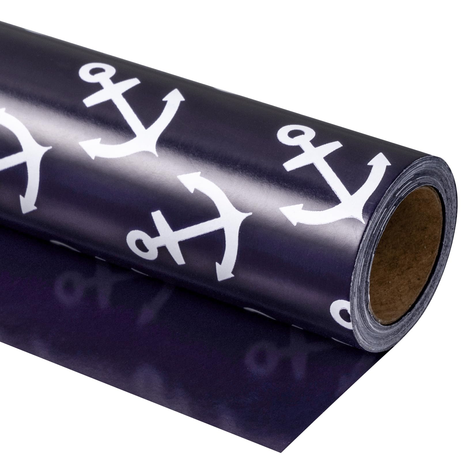 RUSPEPA Reversible Wrapping Paper Roll - Mini Roll - Anchor Design Great for Birthday,Spring, Party, Holiday - 17.5 Inches X 32.8 Feet