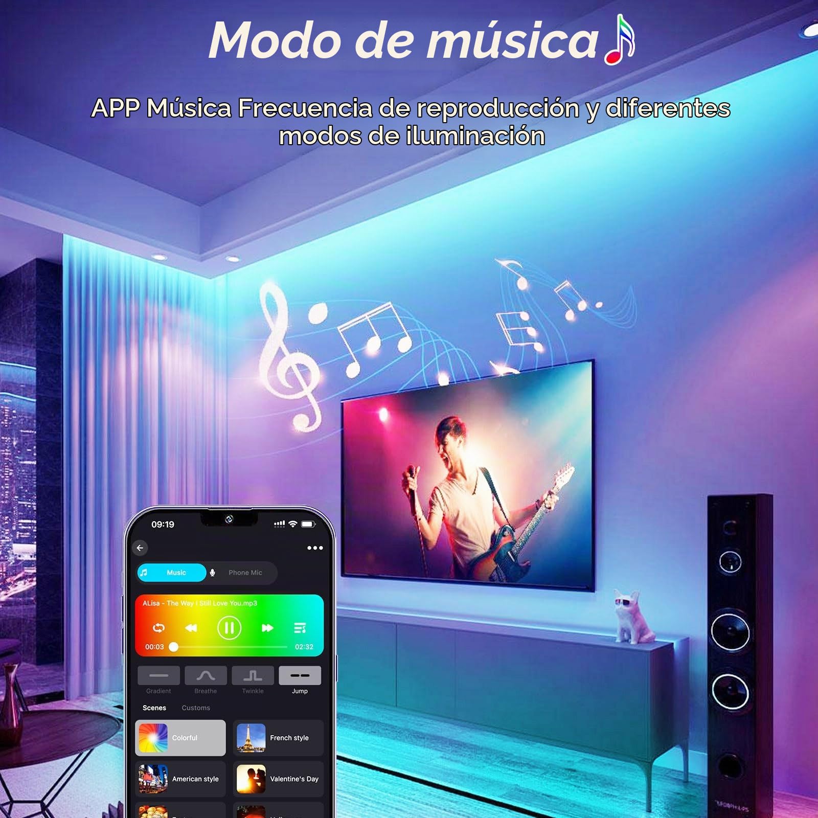Tira de luces LED WiFi inteligente COB RGB de 10 m, 576 ledes/m, 5760 ledes, 24 V, funciona con Google Home Assistant/Alexaz, regulable y deformable, con mando a distancia WiFi