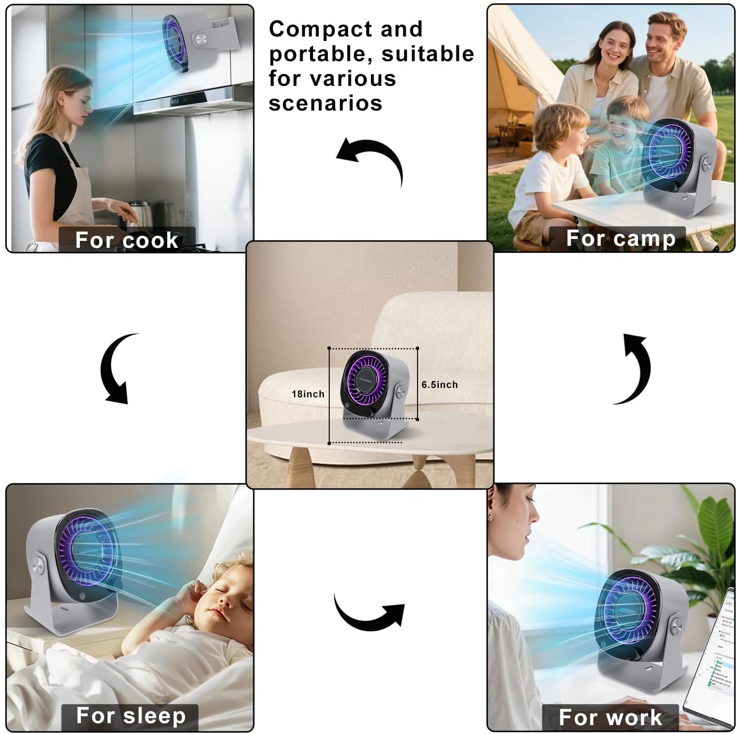 Ultra Silent Rechargeable Desktop Fan with Digital Display - Wall Mounted USB Desktop Fan, 150 Speed and 120° Tilt, 4000mAh Battery for Bedroom Office Kitchen Camping Travel