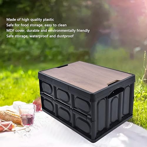 Miniatura 5 de Oumefar Cajas plegables organizador de plástico con esquinas lisas fáciles de ahorrar espacio con tapas de madera para juguete