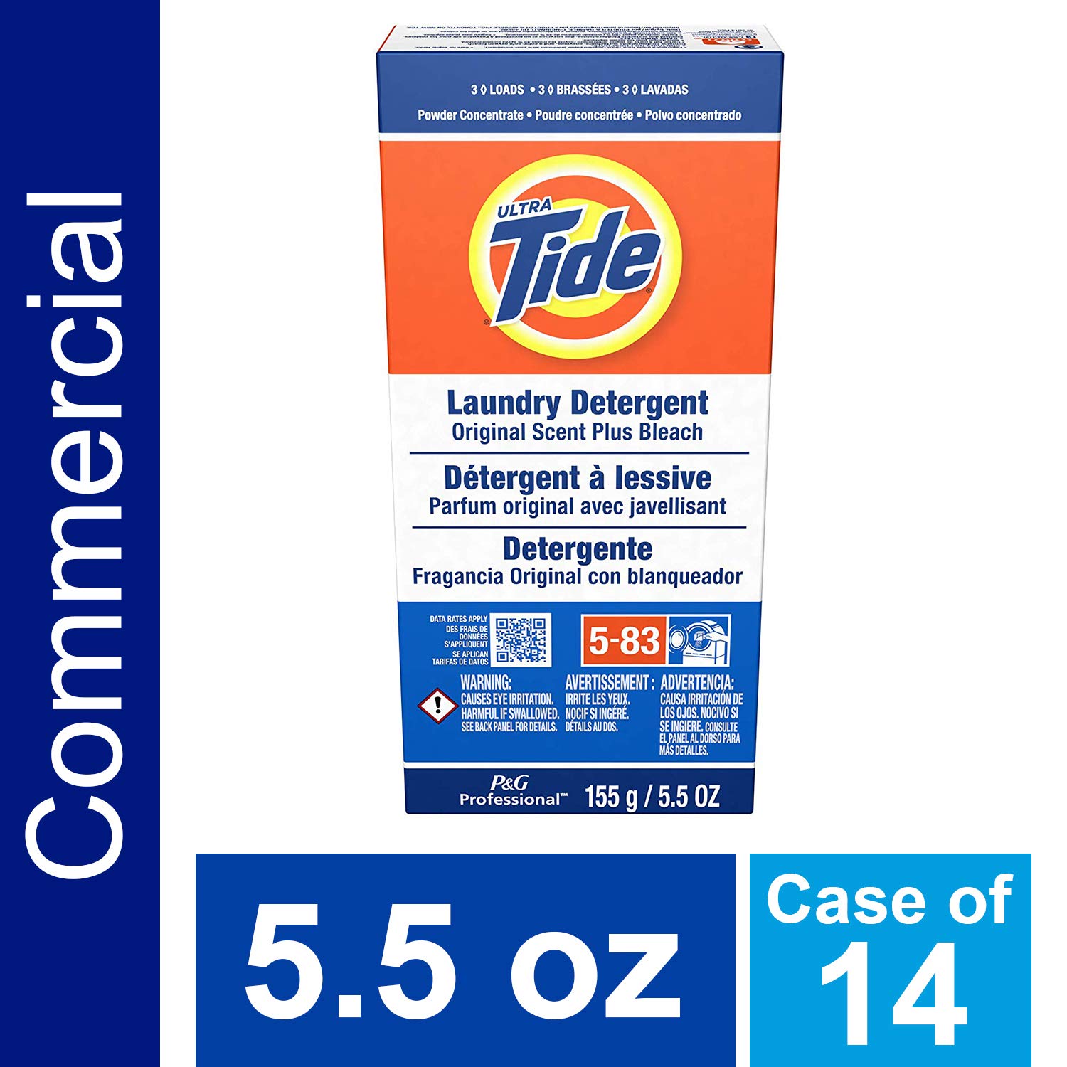 Laundry Detergent from Tide, 3-Load Powder Detergent with Bleach, 5.5 oz. (Case of 14)