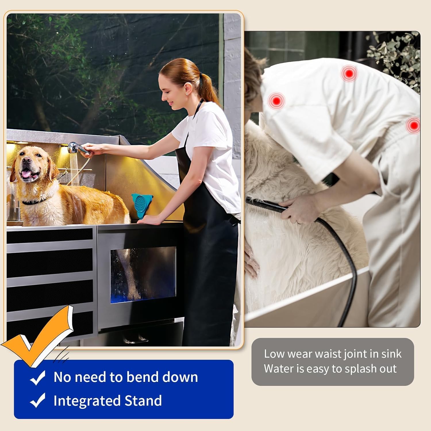 50" Stainless Steel Dog Grooming Station with Ramp and Drawer