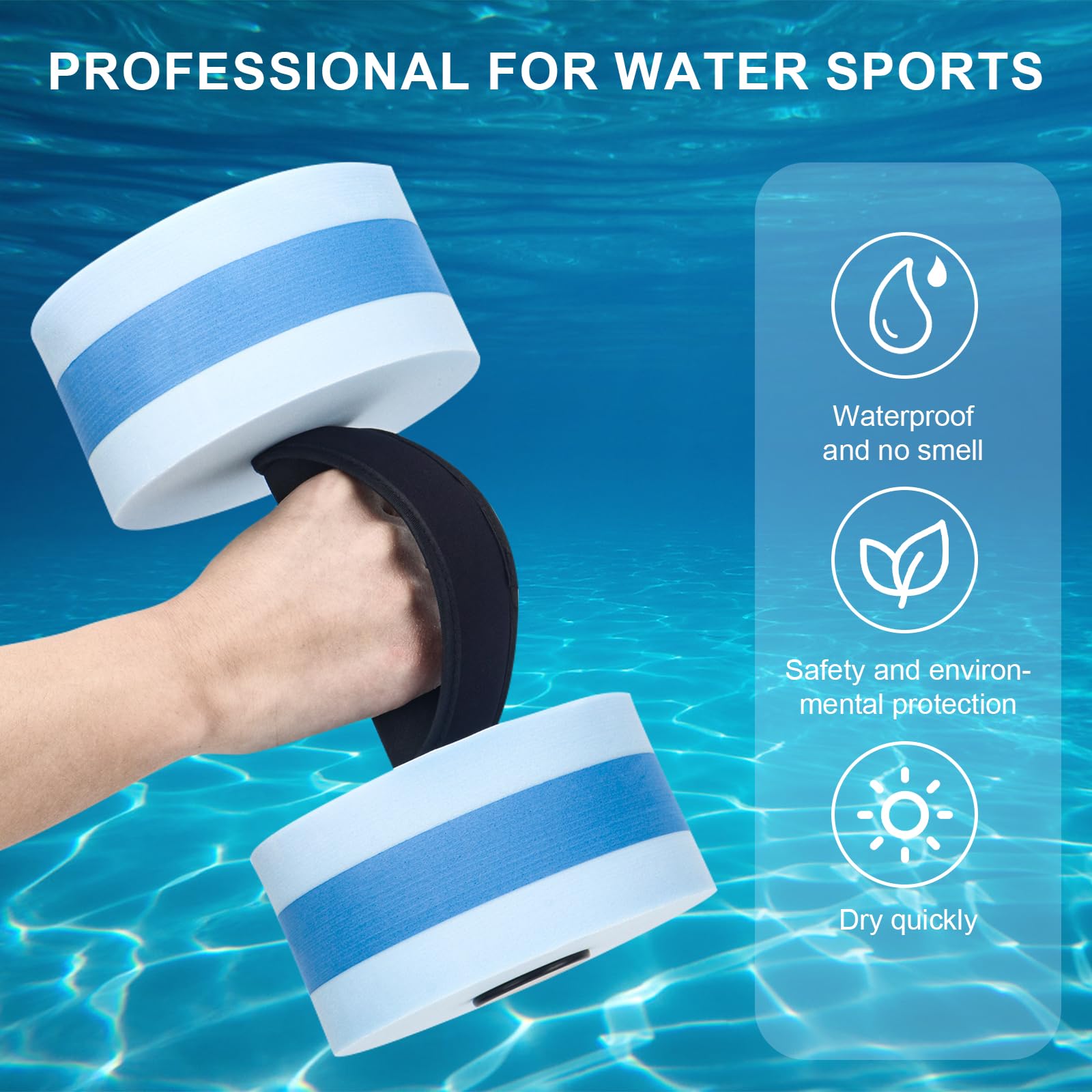 Haltères Aquatiques En Mousse EVA – Poids De Piscine Pour Aquagym, Flottabilité Et Durabilité