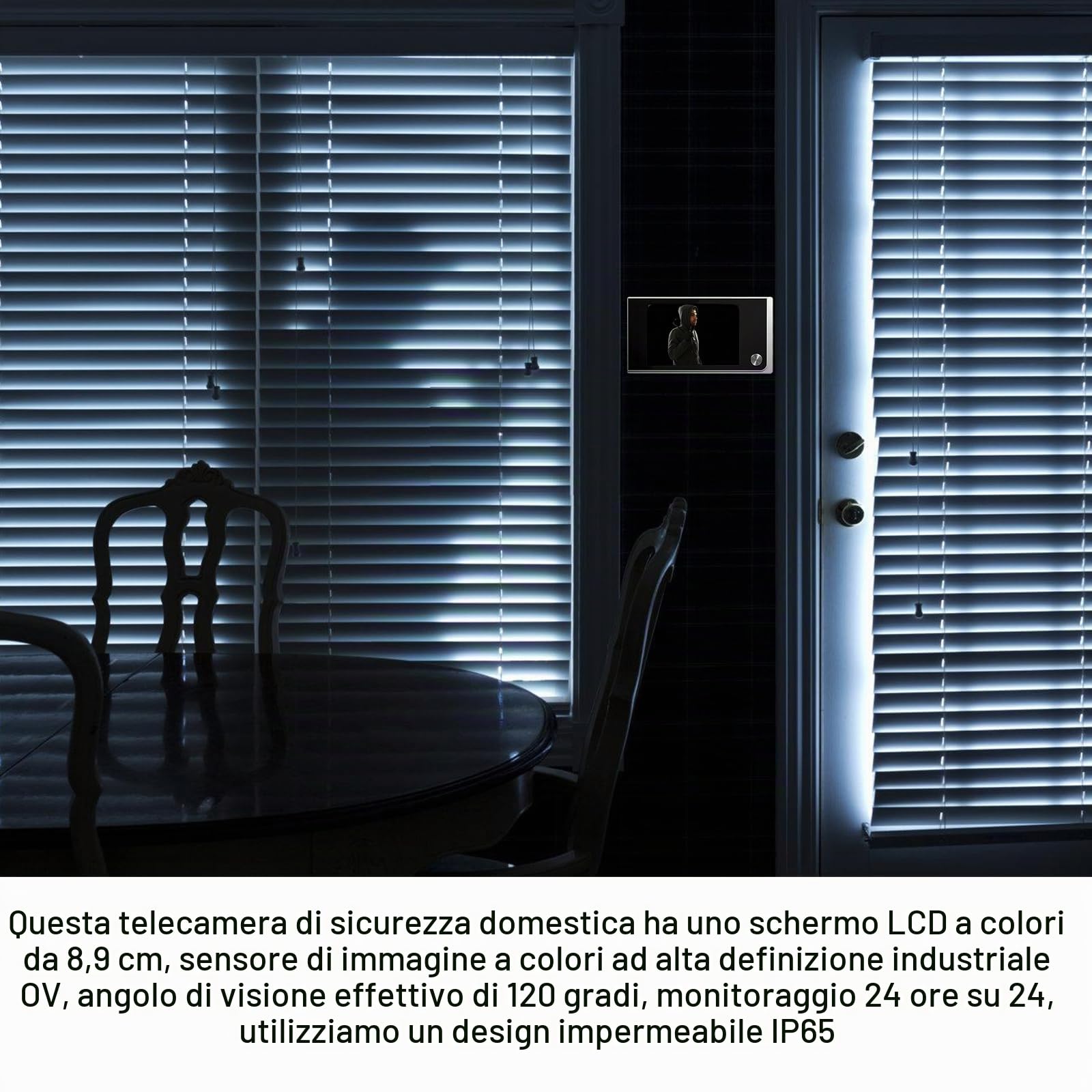 Leikurvo Spioncino elettronico per porta, LCD digitale da 8,9 cm, campanello digitale per porta a 170 gradi, spioncino elettronico visivo occhio di gatto per video domestico, senza visione notturna