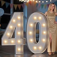 Vista 52 de Imprsv Números de marquesina iluminados de 3 pies para decoraciones de fiesta de cumpleaños 50, números de mosaico para globos, marco de globos