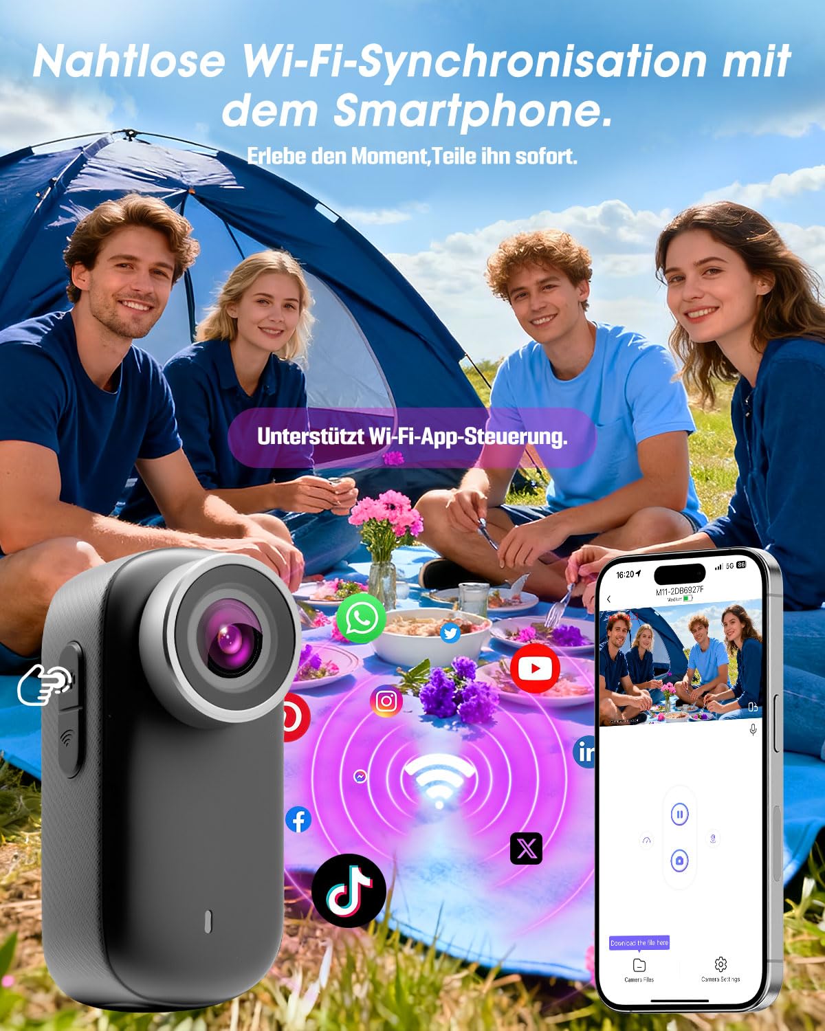 Mini Action Cam 4K NEU Upgraded, Body Cam mit 64GB SD Karte, Wasserdicht 30M, 180 Min Akkulaufzeit, 150° Weitwinkel & 1,47 Zoll Display Vlog Kamera für Radfahren, Reisen und Haustiere