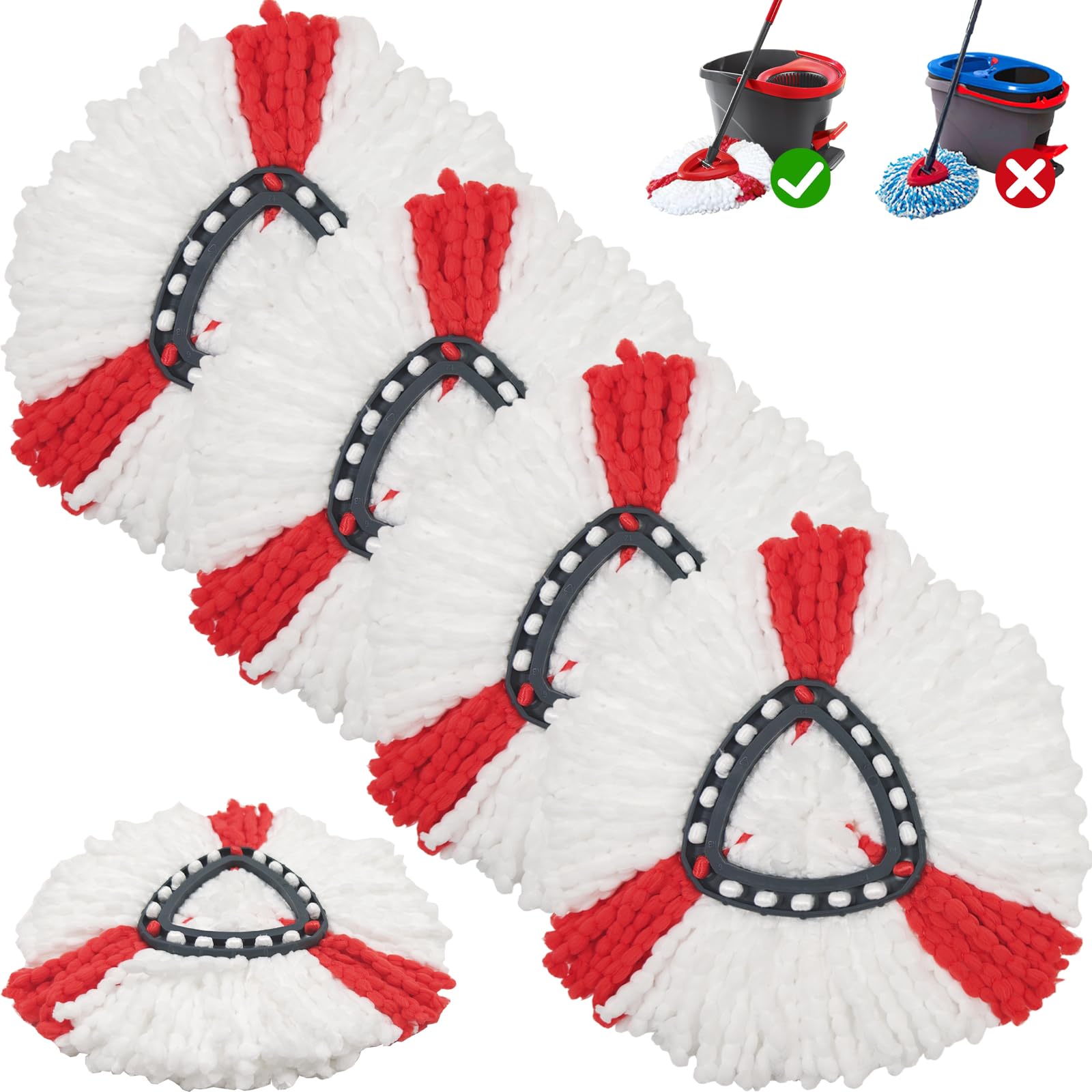 Vinuwu 5 Pack Moppköpfe Ersatz Kompatibel mit O Cedar/Vileda Triangle Swivel Mops - Mikrofaser Moppkopf Nachfüller für 1-Tank System, maschinenwaschbar, leicht zu ersetzen, Tiefenreinigung