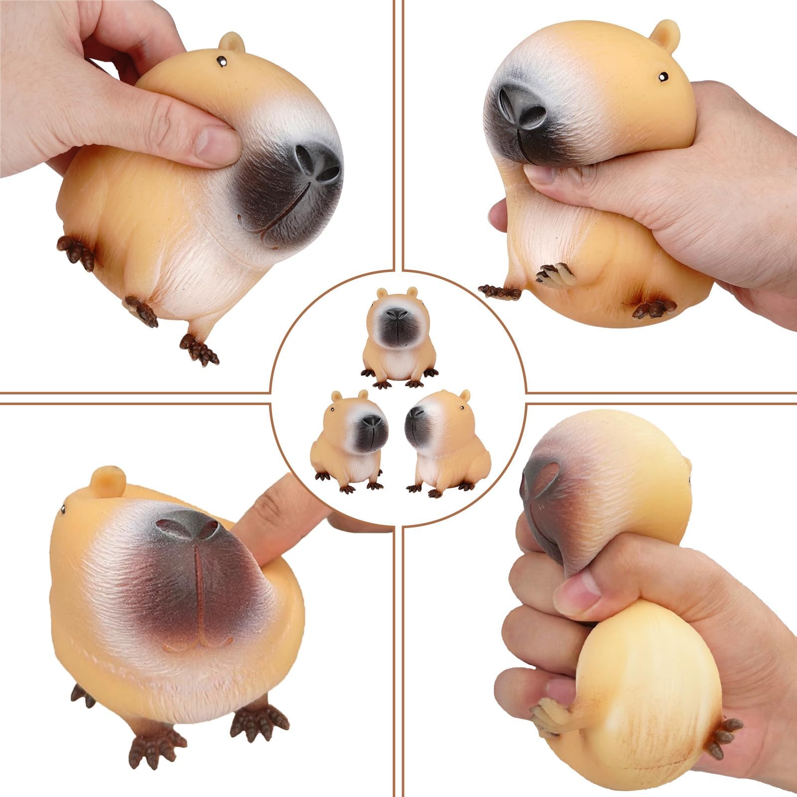 3 Pezzi Capybara Fidget Giocattolo, Pallina Giocattoli Antistress, Palline Antistress Capibara Squishy, Capybara Antistress Fidget Toy, Giocattoli da Decompressione Palline per Bambini e Adulti