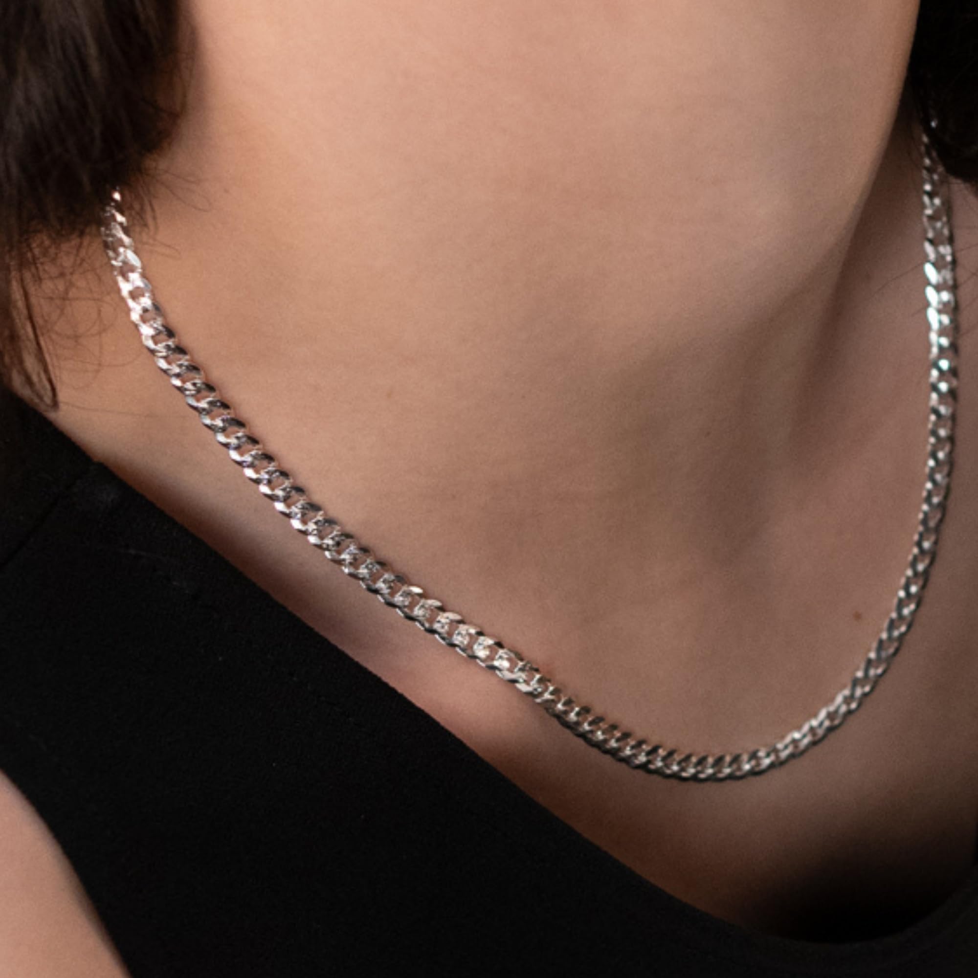 QUADRI - Collar Hombre y Mujer Plata 925 - Cadena Cubana - Made in Italy | Ancho 5 mm - Largo 46-61 cm - Idea de Regalo para Cumpleaños, Aniversario, San Valentín